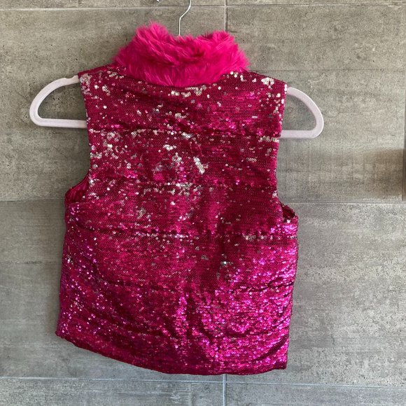 Toby pink sequence puffer vest - Picture 2 of 6
